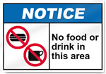 No Food Or Drink In This Area Notice Signs