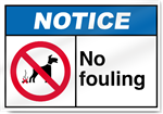 No Fouling Notice Signs