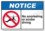 No Snorkeling Or Scuba Diving Notice Signs