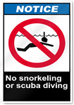 No Snorkeling Or Scuba Diving Notice Signs