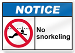 No Snorkeling Notice Signs