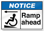 Ramp Ahead Left Notice Signs