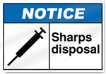 Sharps Disposal Notice Signs