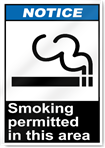 Smoking Permitted In This Area Notice Signs