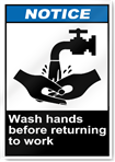 Wash Hands Before Returning To Work Notice Signs