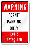 Warning Permit Parking Only Sign