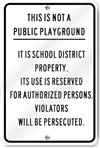 Not Public Playground Sign