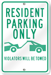 Resident Parking Only (Graphic) Metal Sign