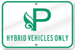 Horizontal Hybrid Vehicle Parking Only (Leaf) Sign