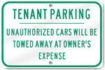 Horizontal Tenant Parking Metal Sign