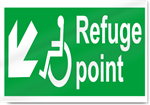Disabled Refuge Point Down Left Safety Signs