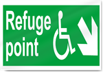 Disabled Refuge Point Down Right Safety Sign