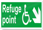 Disabled Refuge Point Down Right Safety Signs