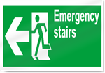 Emergency Stairs Left Safety Signs