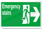 Emergency Stairs Right Safety Sign