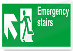 Emergency Stairs Up Left Safety Signs