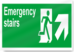Emergency Stairs Up Right Safety Signs