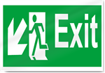 Exit Down Left Safety Sign
