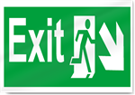 Exit Down Right Safety Sign