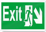 Exit Down Right Safety Signs