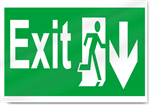 Exit Down Safety Sign