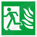 Fire Exit Symbol With Flames Left Safety Signs