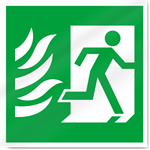 Fire Exit Symbol With Flames Right Safety Signs