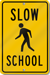 Slow School With Child Symbol Sign