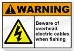 Beware Of Overhead Electric Cables When Fishing Warning Signs