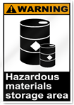 Hazardous Materials Storage Area Warning Signs