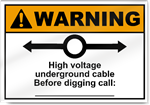 High Voltage Underground Cable Warning Signs