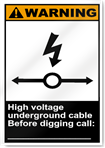 High Voltage Underground Cable Warning Signs