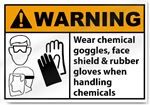 Wear Chemical Goggles Face Shield Warning Signs